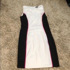 Apt 9 black and white with pink stripes midi dress
